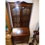 1930s GEORGIAN STYLE MAHOGANY BUREAU BOOKCASE (74 X 186 CM)