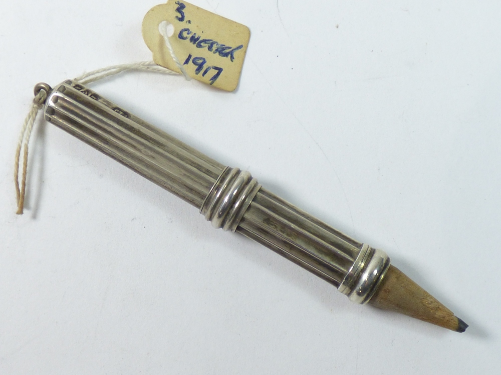 A HEXAGONAL SILVER PENCIL BY JF FROM BIRMINGHAM 1919, A SILVER PENCIL FROM THE SAME MAKER ALSO - Image 2 of 6