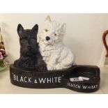 BLACK & WHITE SCOTCH WHISKY RUBBEROID BAR ADVERTISING MODEL WITH TERRIERS