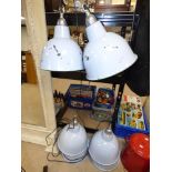 6 LARGE ENAMELLED HANGING LIGHTS, 36 CM IN DIAMETER