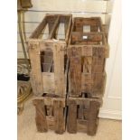 FOUR WOODEN BOTTLE HOLDERS / BOTTLE CRATES