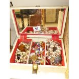 JEWELLERY BOX AND COSTUME JEWELLERY, MAINLY BROOCHES & NECKLACES