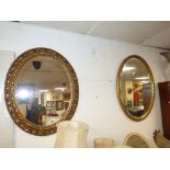 2 X OVAL GILT FRAMED WALL MIRRORS