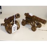 TWO SMALL BRONZE CANNON MODELS