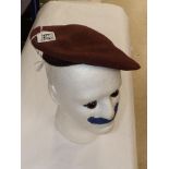 WW2 PARATROOPERS BERET DATED 1944 MADE BY KANGOL WEAR LTD. THERE IS A LARGE FIELD REPAIR