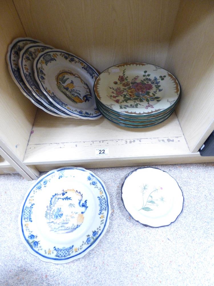 TEN 20TH CENTURY CERAMIC PLATES WITH ORIENTAL AND FLORAL SCENES