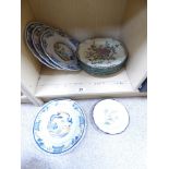 TEN 20TH CENTURY CERAMIC PLATES WITH ORIENTAL AND FLORAL SCENES