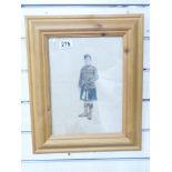 WW1 DRAWING OF A SCOTTISH SOLDIER. DRAWN BY A MEDICAL ORDERLY IN AN ARMY HOSPITAL FOR THE SOLDIER