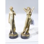 A PAIR OF ART DECO STYLE FIGURES OF LADIES AFTER FREISS (22 CM TALL)