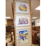 3 FRAMED ONLY FOOLS AND HORSES CARTOONS - LARGEST 41 X 28CM