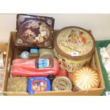 A VINTAGE QUALITY STREET TIN AND A COLLECTION OF OTHER TINS