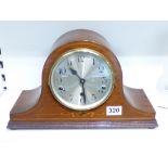 AN EDWARDIAN INLAID MAHOGANY MANTLE CLOCK WITH WESTMINSTER CHIME