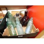 5 VINTAGE GLASS BOTTLES + OTHERS