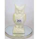 A LARGE BELLEEK CERAMIC VASE IN THE SHAPE OF AN OWL, 20 CM TALL