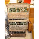 3 WOODEN BOTTLE CRATES WITH BOTTLES