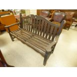 A TEAK SLATTED GARDEN BENCH