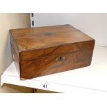 A VICTORIAN WALNUT WRITING BOX (AF)