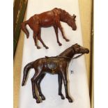 2 LEATHER HORSE FIGURES