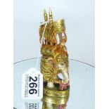 A RESIN FIGURE OF AN ORIENTAL ELEPHANT, 13.5 CM TALL