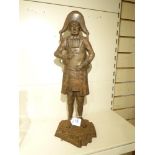 AN EARLY 20TH CENTURY IRON FIGURE OF A TOWN CRIER - 54CM TALL