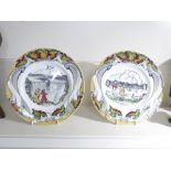 PAIR OF CLARICE CLIFF ROYAL STAFFORDSHIRE PLATES WITH SCENES OF NIAGRA FALLS AND WINNIPEG (27 CM