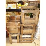 5 VINTAGE FRENCH WOODEN BOTTLE CRATES