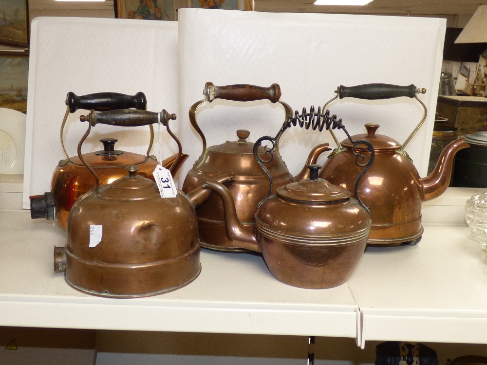 5 COPPER KETTLES