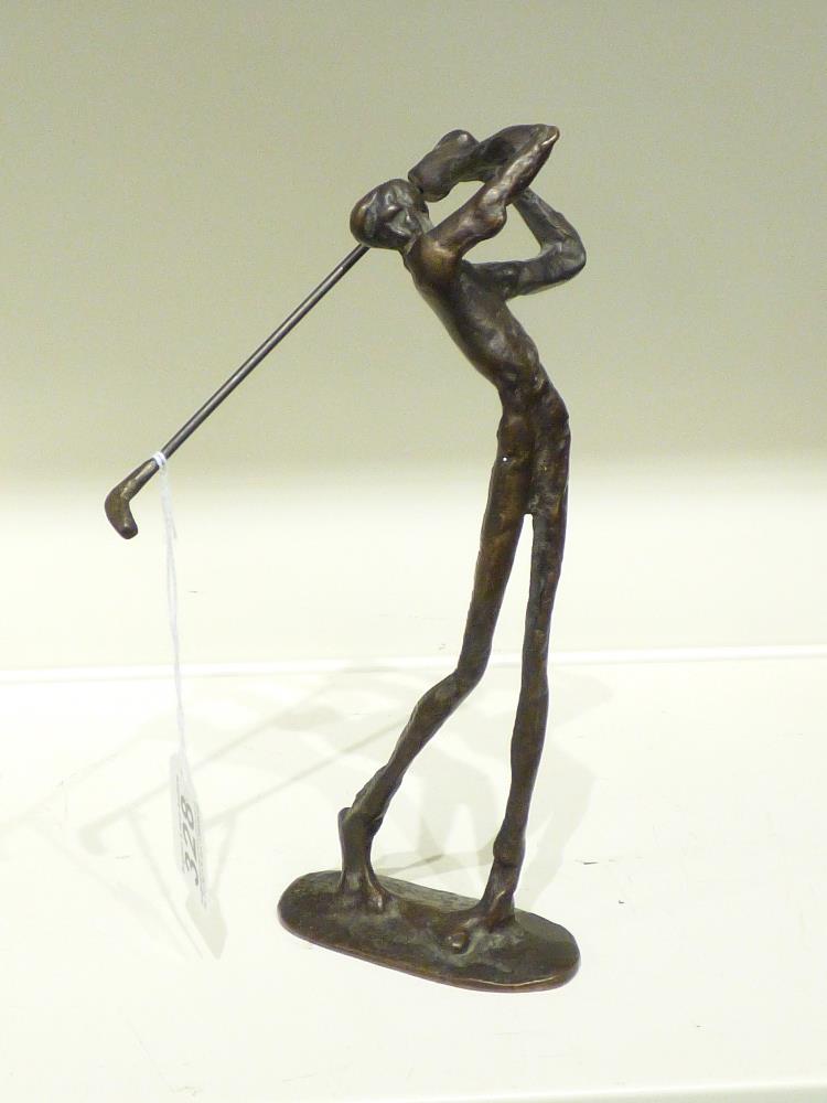 TWO 20TH CENTURY BRONZE SCULPTURES OF GOLFERS (24 CM) - Image 2 of 3