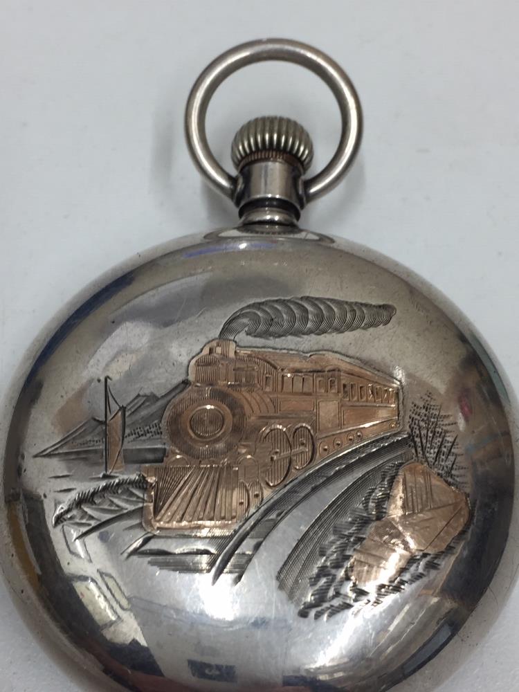 RARE 18 SIZE AMERICAN RAILWAY WATCH CASE STERLING SILVER CRESENT CASE SCREW ON FRONT BEZEL WEIGHT - Image 4 of 7