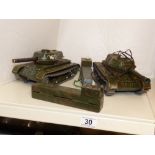 TWO TINPLATE REMOTE CONTROL TOY TANKS