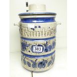 WEST GERMAN POTTERY LIDDED 2 HANDLED POT 34 CMS