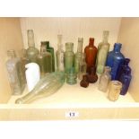 COLLECTION OF VINTAGE BOTTLES INCLUDING BLUE CHEMIST BOTTLE