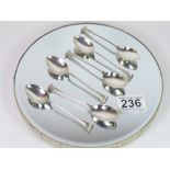 SET OF SIX ART DECO SILVER TEA SPOONS, HALLMARKED SHEFFIELD 1926, 74g