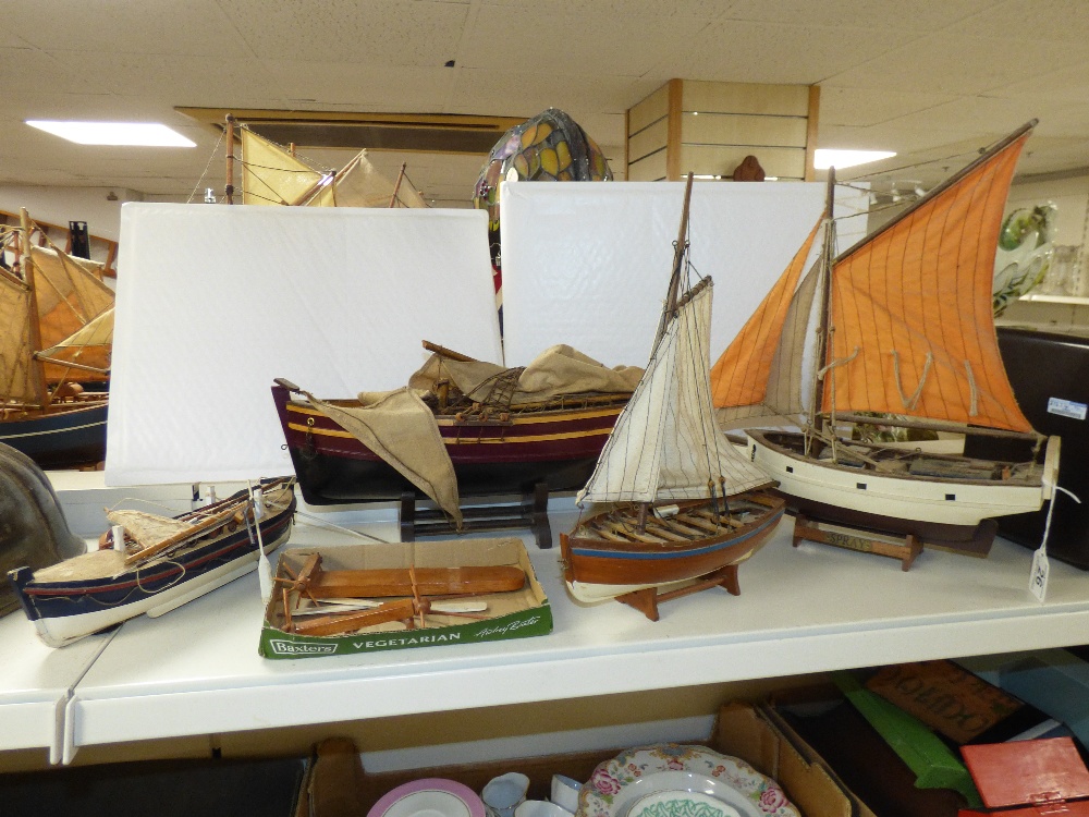 FOUR SCRATCH BUILT MODEL SAILING SHIPS, LARGEST BEING 44CM WIDE