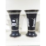 A PAIR OF RIALTOWARE CERAMIC VASES IN THE NEO-CLASSICAL STYLE, 26 CM TALL