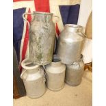 5 X GALVANISED MILK CHURNS