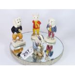 A GROUP OF 4 BESWICK CERAMIC FIGURES, RUPERT BEAR AND HIS FRIENDS, TALLEST 11 CM TALL