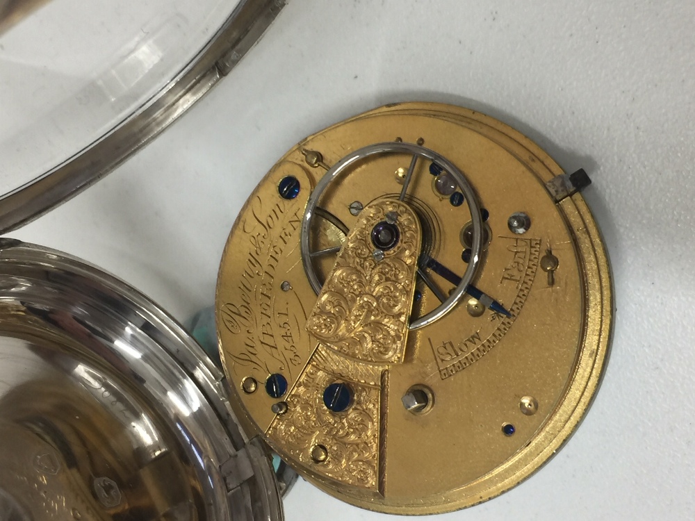 CIRCA 1858 SILVER FUSEE LEVER JA BERRY & SON - ABERDEEN OPEN FACE POCKET WATCH WORKING ORDER - Image 6 of 9