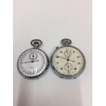 2 VINTAGE MECHANICAL STOP WATCHES BREITLING AND LEMANIA