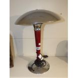 a 1950's TABLE LAMP WITH CHROME BASE AND TOP, 40 CM TALL