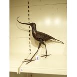 A LARGE METAL FIGURE OF A BIRD, 44 CM TALL