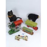 TINPLATE CLOCKWORK TOYS, CAT, BEAR, TRIANG MINIC ETC (7 ITEMS)