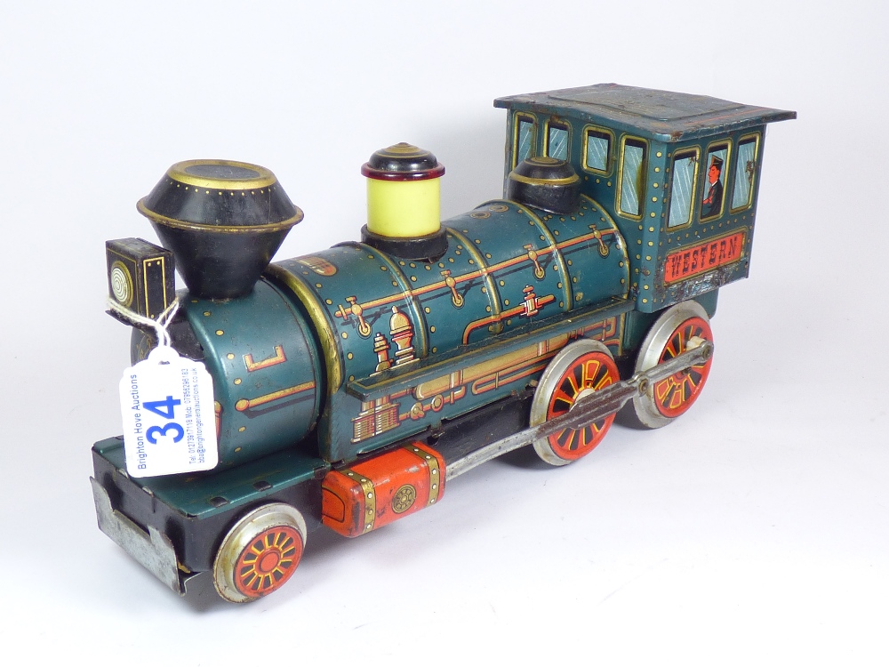 MODERN TOYS (JAPAN) WESTERN TIN PLATE LOCOMOTIVE