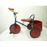 A TRIANG 3 WHEELED PEDAL TRICYCLE / TRIKE WITH A REAR CARRYING BOX