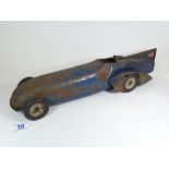 1927/28 TIN PLATE CLOCKWORK BLUEBIRD CAR (MALCOLM CAMPBELL) : MADE BY KINGSBURY - USA