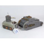 WW1 SCRATCH BUILT TANKS X 2 (LARGEST IS 18 CM IN LENGTH)