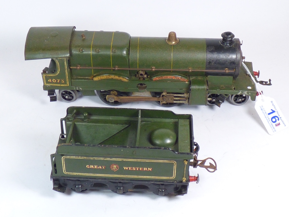 HORNBY CAERPHILLY CASTLE LOCO AND TENDER, O GAUGE, ELECTRIC MOTOR. A/F UNTESTED