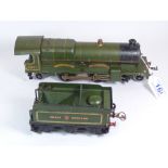 HORNBY CAERPHILLY CASTLE LOCO AND TENDER, O GAUGE, ELECTRIC MOTOR. A/F UNTESTED