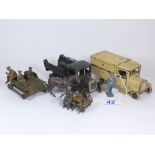 A SMALL COLLECTION OF BRITAINS METAL SOLDIERS AND VEHICLES (AF)