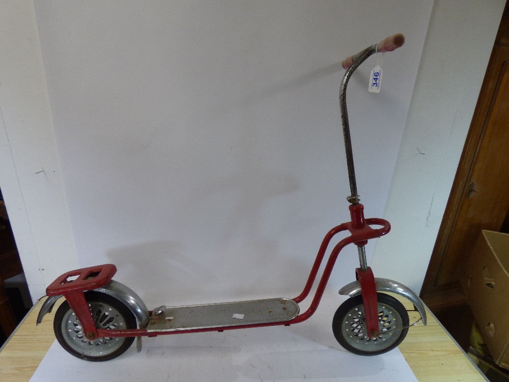 VINTAGE CHROME AND RED CHILD's SCOOTER